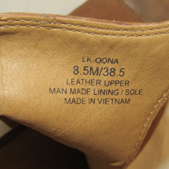 Lucky Brand Brown Leather Suede OONA Peep Toe Heel Bootie Women's 8.5 - Picture 9 of 9